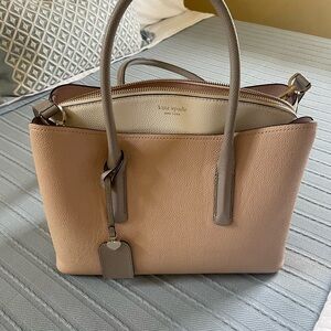 Kate Spade Cream and Gray Satchel with Structured Design